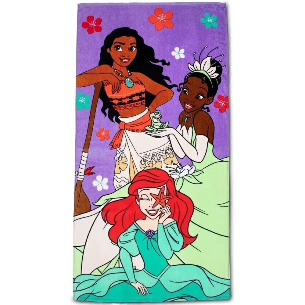 Disney Princess Flowers Beach Towel measures 28 x 58 inches